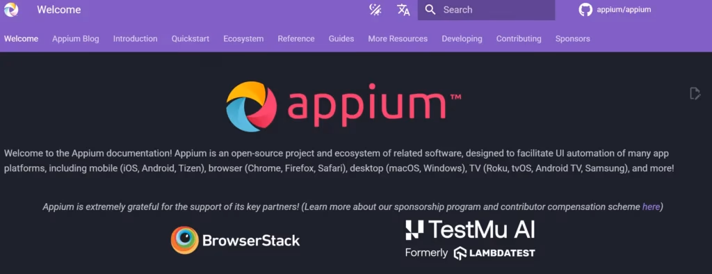 Appium mobile testing framework logo