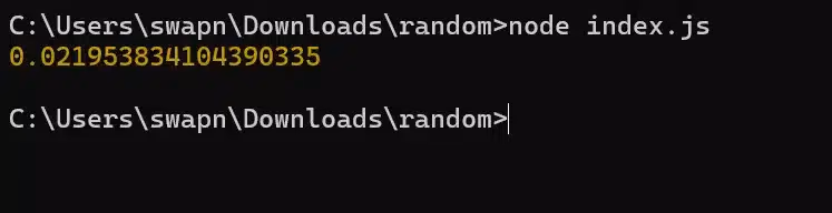 Console output of Math.random() generating floating-point number