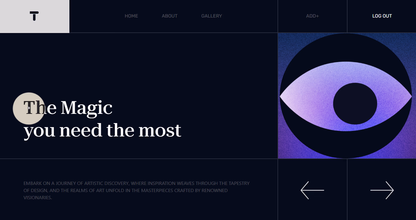 Toile CRUD web application design and dashboard