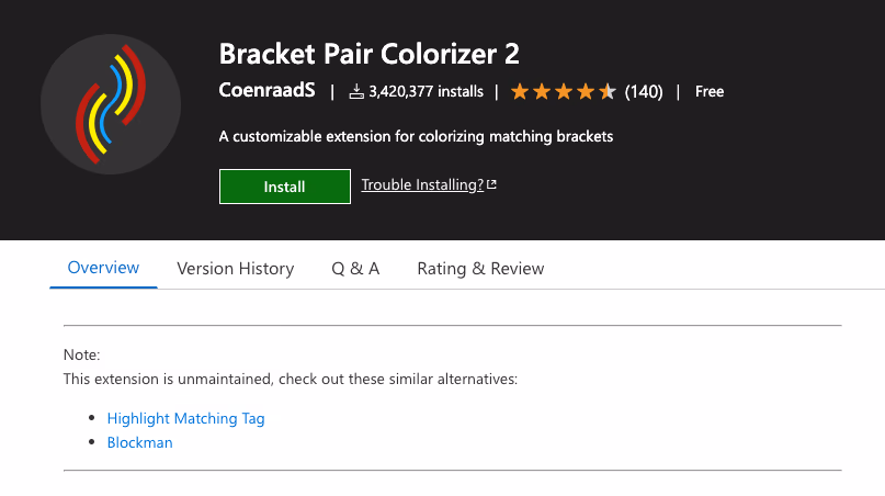 Bracket Pair Colorization extension