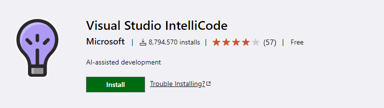 IntelliCode AI-assisted code completion extension