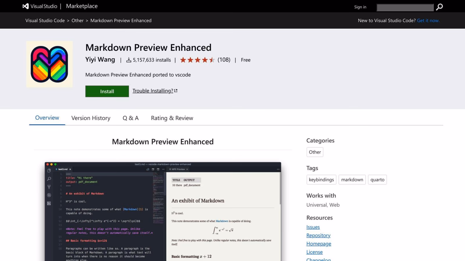 Markdown All in One extension