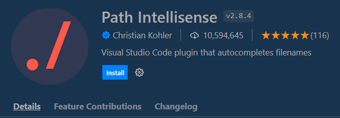 Path Intellisense extension for file path autocompletion