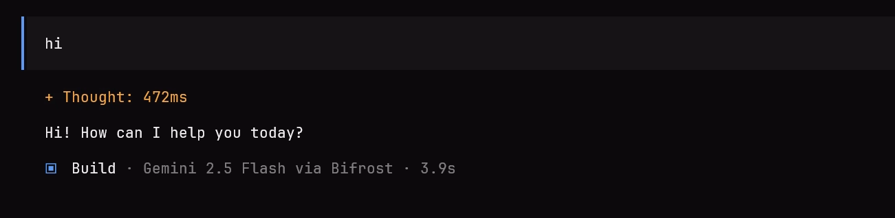 Sent a quick "hi" from OpenCode with Gemini disabled, no visible interruption.